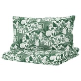 SKOGSDUVA Sarung duvet dan sarung bantal, putih hijau/corak hutan, 150x200/50x80 cm