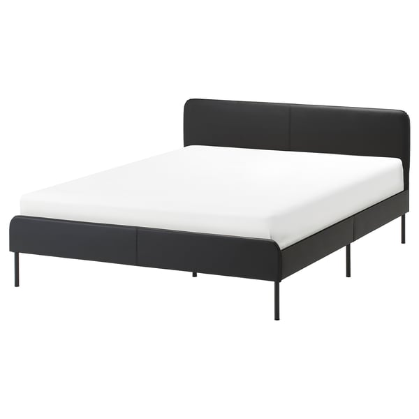 SLATTUM Rangka katil upholsteri, Bomstad hitam, 150x200 cm