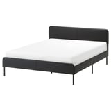SLATTUM Rangka katil upholsteri, Bomstad hitam, 150x200 cm