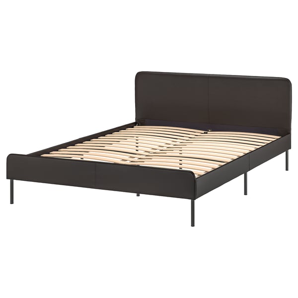 SLATTUM Rangka katil upholsteri, Bomstad hitam, 150x200 cm
