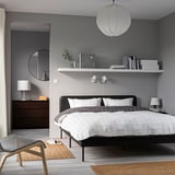 SLATTUM Rangka katil upholsteri, Bomstad hitam, 150x200 cm
