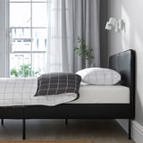 SLATTUM Rangka katil upholsteri, Bomstad hitam, 150x200 cm