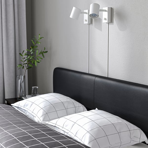 SLATTUM Rangka katil upholsteri, Bomstad hitam, 150x200 cm