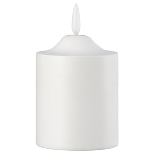 SMÅLOM Lilin tiang LED, kendalian bateri putih, 9 cm