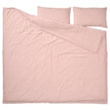 SMÅNUNNEÖRT Sarung duvet dan 2 sarung bantal, merah coklat putih/berjalur, 200x200/50x80 cm