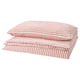 SMÅNUNNEÖRT Sarung duvet dan sarung bantal, merah coklat putih/berjalur, 150x200/50x80 cm