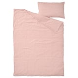 SMÅNUNNEÖRT Sarung duvet dan sarung bantal, merah coklat putih/berjalur, 150x200/50x80 cm