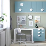 SMÅSTAD Kabinet dinding, putih biru/dengan 1 para-para, 60x32x60 cm