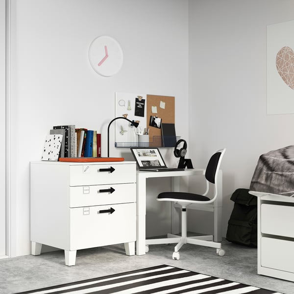 SMÅSTAD / PLATSA Almari 3 laci, putih/putih, 60x57x63 cm