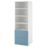 SMÅSTAD / PLATSA Rak buku, putih biru/dengan 2 laci, 60x57x181 cm