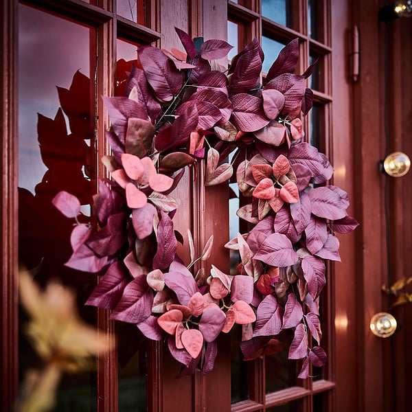 SMYCKA Lingkaran bunga tiruan, dalam/luar merah, 65 cm
