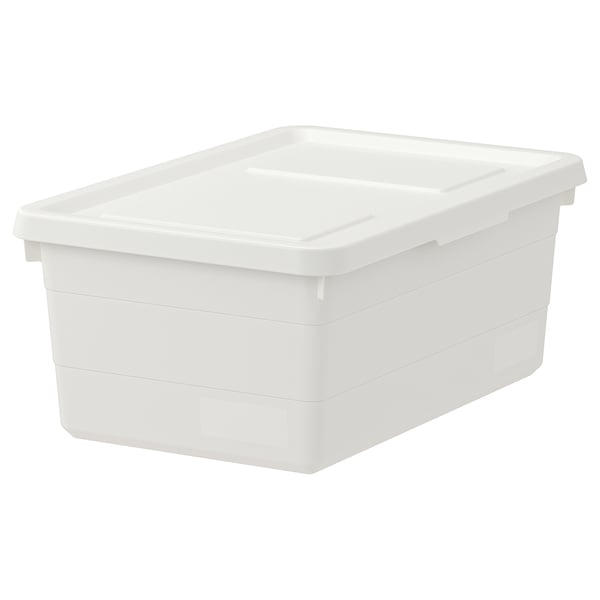 SOCKERBIT Kotak berpenutup, putih, 38x25x15 cm