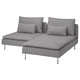 SÖDERHAMN Sofa 2 tpt ddk dgn chaise longue, Tonerud kelabu