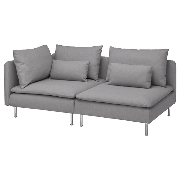 SÖDERHAMN Sofa 3 tempat duduk, dengan hujung terbuka/Tonerud kelabu