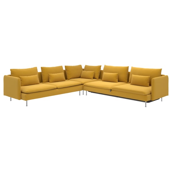 SÖDERHAMN Sofa katil penjuru, 6 tempat duduk, Kelinge kuning gelap