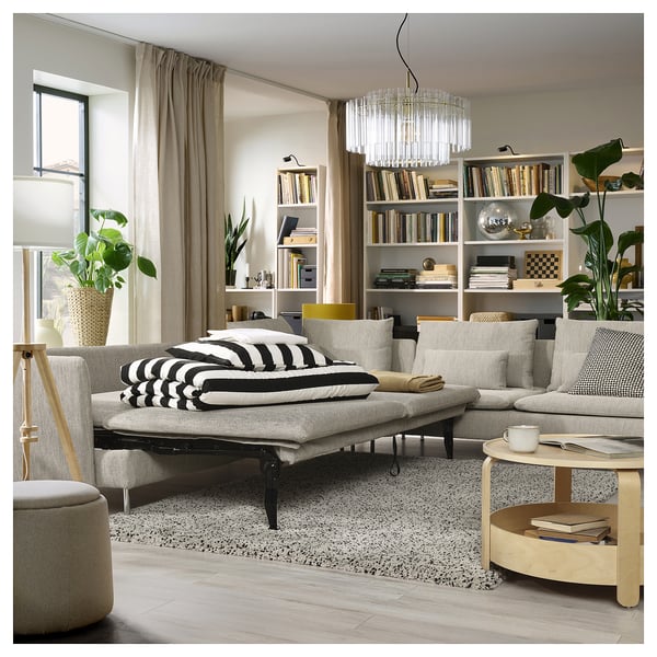 SÖDERHAMN Sofa katil penjuru, 6 tempat duduk, Viarp kuning air/coklat