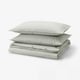 SOLFIBBLA Sarung duvet dan 2 sarung bantal, putih hijau/jalur, 200x200/50x80 cm