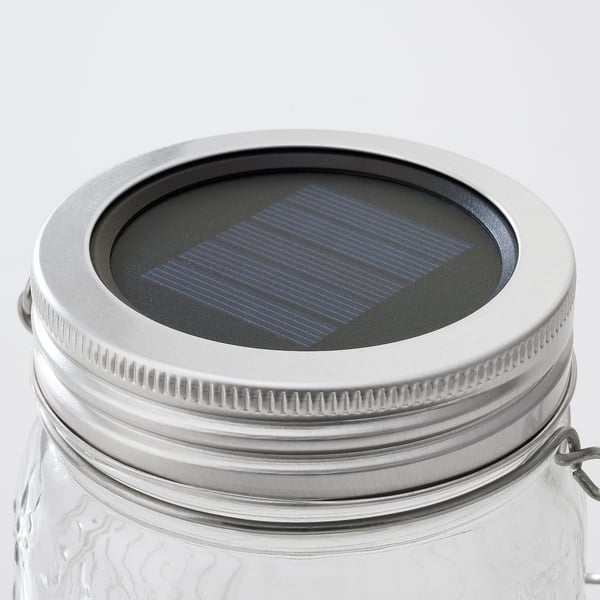 SOLVINDEN Lampu meja LED berkuasa solar, di luar bangunan/balang jernih, 15 cm