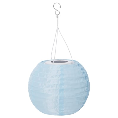 SOLVINDEN Lampu pendan LED berkuasa solar, di luar bangunan/glob biru muda, 22 cm