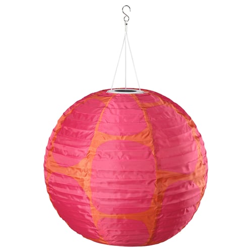 SOLVINDEN Lampu pendan LED berkuasa solar, luar rumah glob/jingga merah jambu gelap, 45 cm