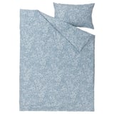 SOMMARSLÖJA Sarung duvet dan sarung bantal, biru/corak bunga-bungaan, 150x200/50x80 cm
