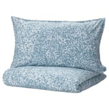 SOMMARSLÖJA Sarung duvet dan sarung bantal, biru/corak bunga-bungaan, 150x200/50x80 cm