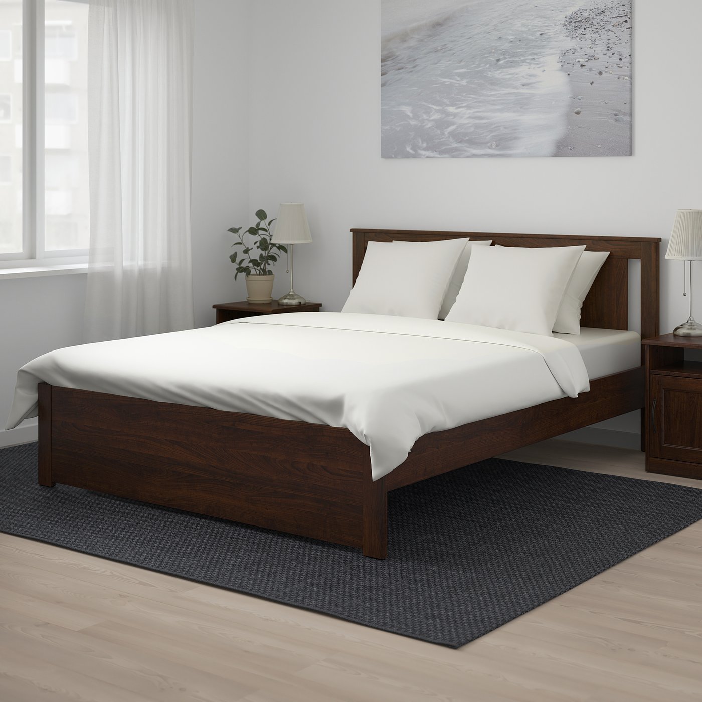 SONGESAND Rangka katil, coklat/Luröy, 180x200 cm - IKEA