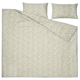 SORGMANTEL Sarung duvet dan 2 sarung bantal, putih/hijau, 200x200/50x80 cm