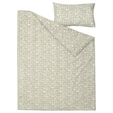 SORGMANTEL Sarung duvet dan sarung bantal, putih/hijau, 150x200/50x80 cm
