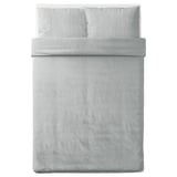SPJUTVIAL Sarung duvet dan 2 sarung bantal, kelabu muda/mélange, 200x200/50x80 cm