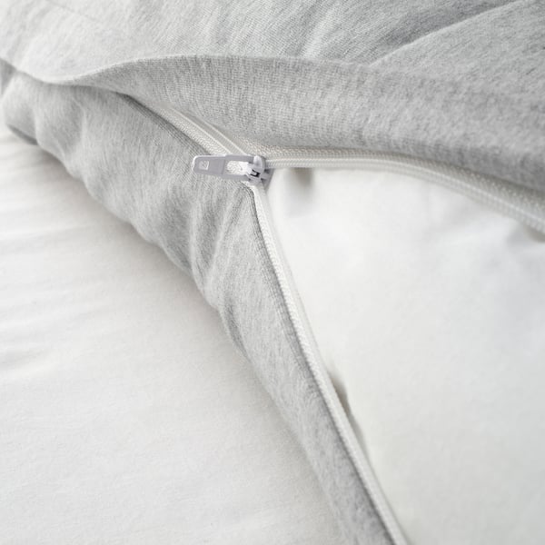SPJUTVIAL Sarung duvet dan 2 sarung bantal, kelabu muda/mélange, 200x200/50x80 cm