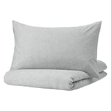 SPJUTVIAL Sarung duvet dan 2 sarung bantal, kelabu muda/mélange, 200x200/50x80 cm