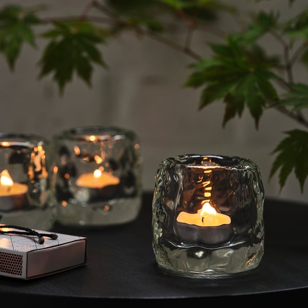 STOCKHOLM 2025 Bekas untuk lilin kecil, kaca jernih, 8 cm