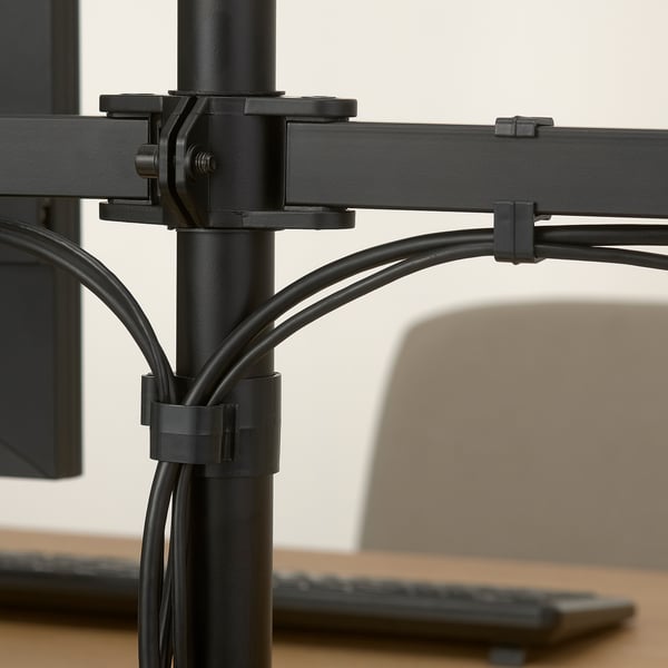 STUBBERGET Pendakap untuk 2 monitor, hitam