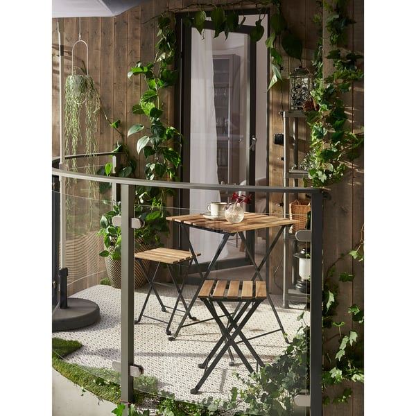 TÄRNÖ Bangku, hitam/kemasan coklat muda, 30x42 cm