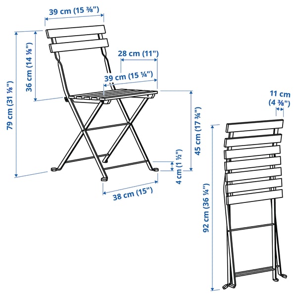 TÄRNÖ Kerusi, luar, boleh lipat hitam/kemasan coklat muda
