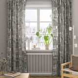 TEMPELFLY Langsir, 1 pasang, putih/hitam/dengan pita tendas, 145x250 cm