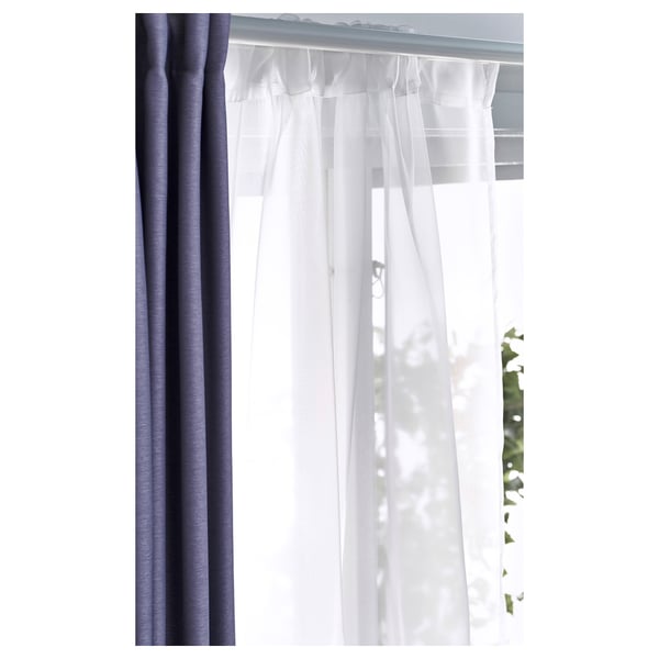 TERESIA Langsir nipis, 1 pasang, putih/dengan saku rod, 145x250 cm