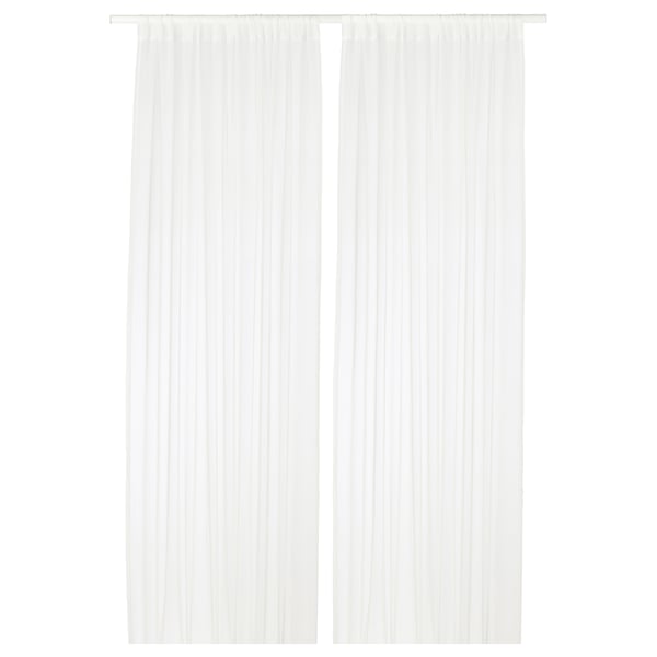 TERESIA Langsir nipis, 1 pasang, putih/dengan saku rod, 145x250 cm