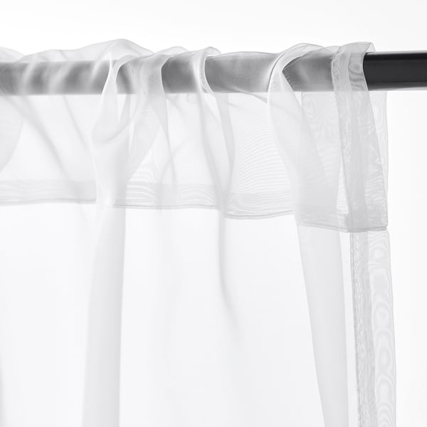 TERESIA Langsir nipis, 1 pasang, putih/dengan saku rod, 145x250 cm