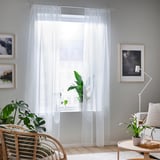 TERESIA Langsir nipis, 1 pasang, putih/dengan saku rod, 145x250 cm