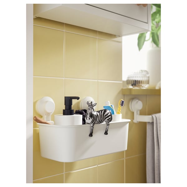 TISKEN Bakul dengan pelekap sedut, putih