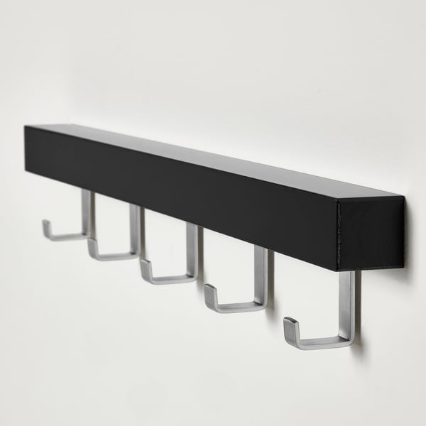 TJUSIG Penyangkut utk pintu/dinding, hitam, 60 cm