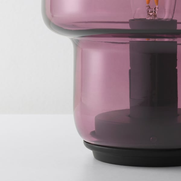 TOKABO Lampu meja kaca ungu IKEA