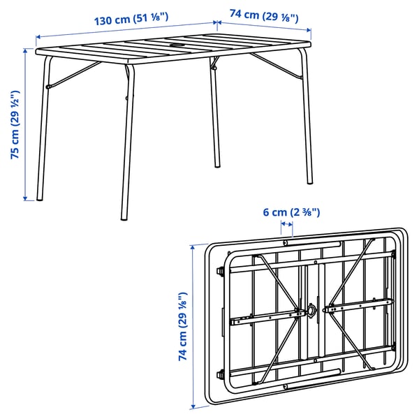 TORPARÖ Mj + 4 krsi blgn, lr rmh, boleh lipat putih/putih, 130x74 cm