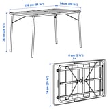 TORPARÖ Mj + 4 krsi blgn, lr rmh, boleh lipat putih/putih, 130x74 cm