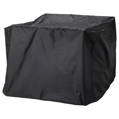 TOSTERÖ Sarung penutup set perabot, set makan malam/hitam, 145x145 cm
