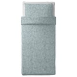 TRÄDKRASSULA Sarung duvet dan sarung bantal, putih/biru, 150x200/50x80 cm