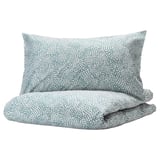 TRÄDKRASSULA Sarung duvet dan sarung bantal, putih/biru, 150x200/50x80 cm