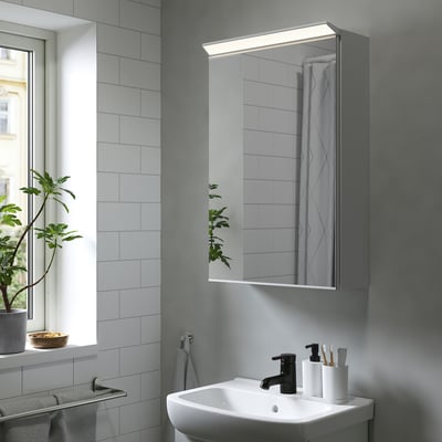 TREASJÖN Kabinet cermin/lampu terpasang dlm, 50x17x75 cm